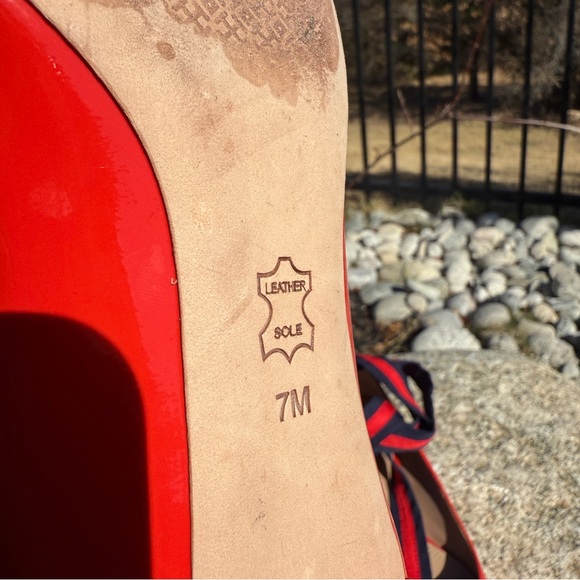 Tory Burch Maritime Women’s Ankle Wrap Ballet Flats Red Patent Leather Size 7 - Picture 5 of 12